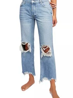 We The Free Jeans Pants High Waisted sz 29 Distressed Button Fly